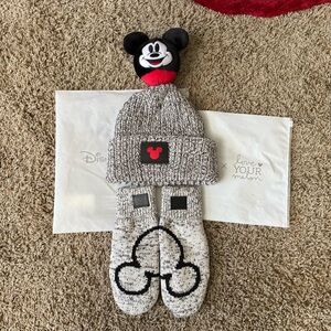 Love Your Melon Mickey Mouse Gray and Red Hat and Mittens